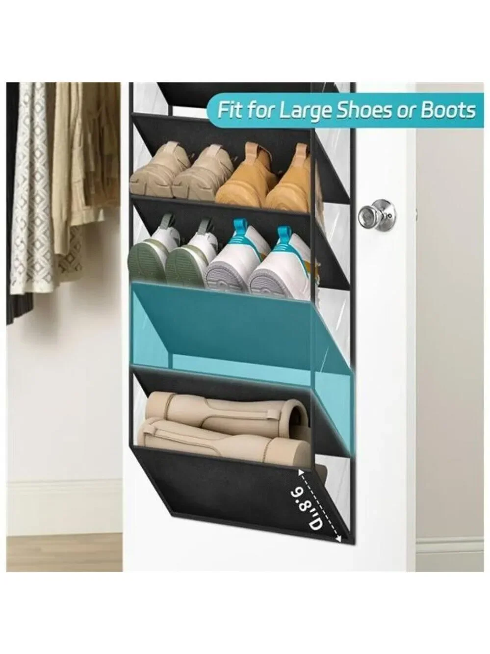 Over Door Shoe Organizer 10 Tier Hanging Rack 20 Pair Storage for Closet